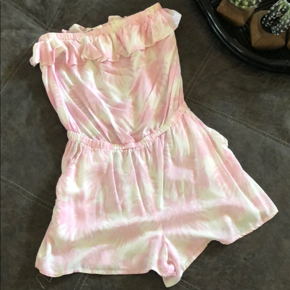 Romper with pink palm trees